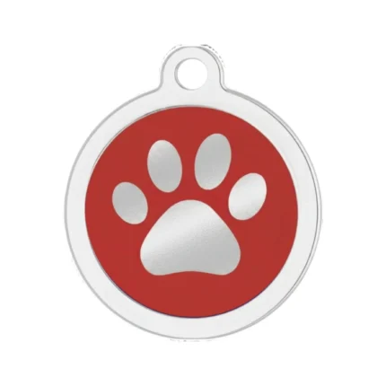 Red paw print pet ID tag