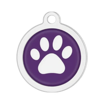 Purple paw print pet ID tag