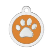 Custom Orange Paw Print Pet ID Tag