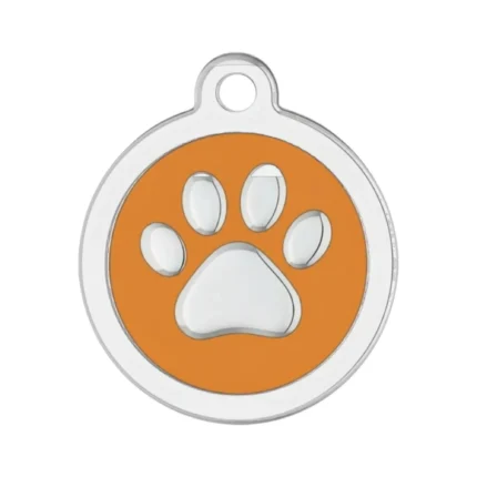 Orange paw print pet ID tag
