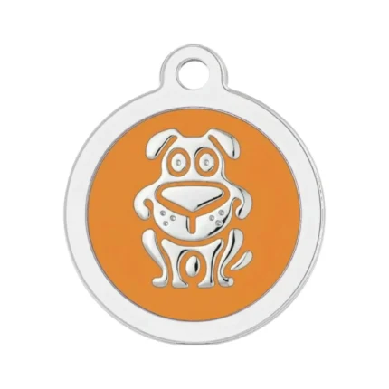 Custom orange round dog ID tag
