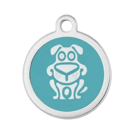 Custom blue round dog ID tag