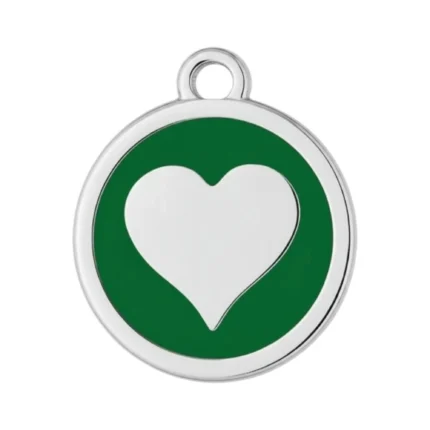 Green heart print pet ID tag