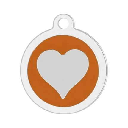 Orange heart print pet ID tag