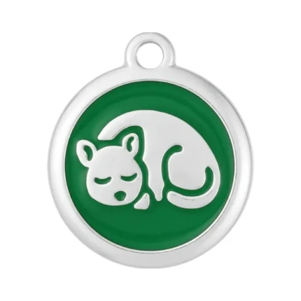 Custom green round cat ID tag