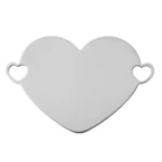 Custom Silver Heart Pendant with Two Connectors