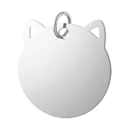 Custom silver cat head ID tag