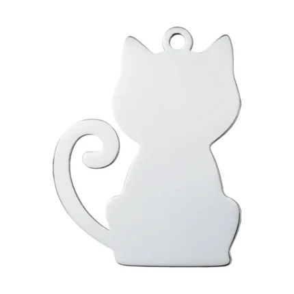 Custom silver cat shape ID tag