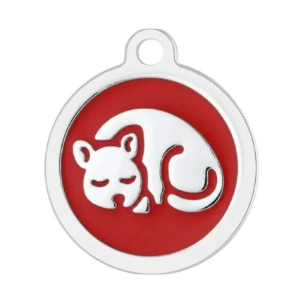 Custom red round cat ID tag