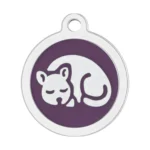 Custom Purple Round Cat ID Tag
