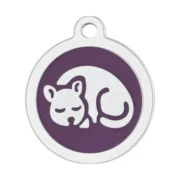 Custom Purple Round Cat ID Tag