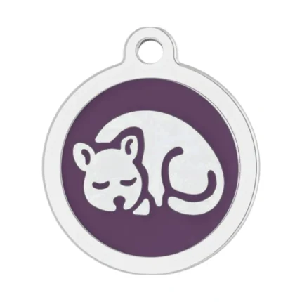 Custom purple round cat ID tag