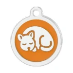 Custom Orange Round Cat ID Tag