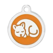 Custom Orange Round Cat ID Tag