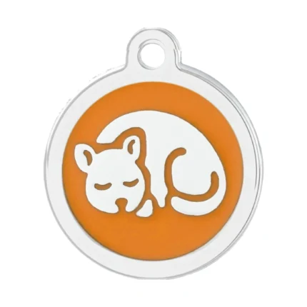 Custom orange round cat ID tag