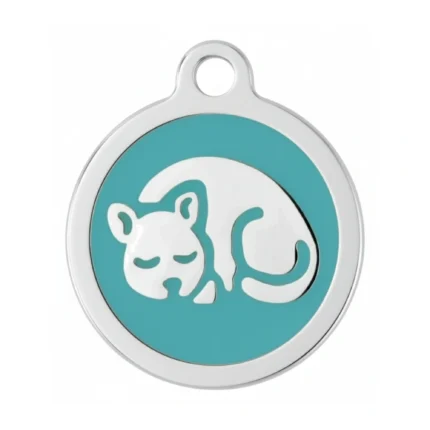 Custom blue round cat ID tag