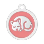 Custom Pink Round Cat ID Tag