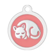 Custom Pink Round Cat ID Tag