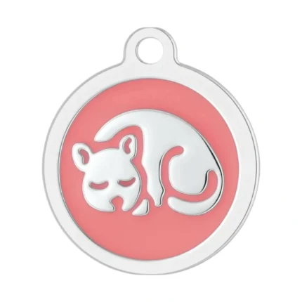 Custom pink round cat ID tag