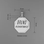 Custom Unisex Octagon Pendant - Image 3