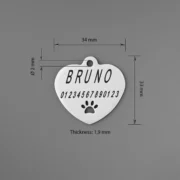 Custom Heart Paw Print Cut-Out ID Tag - Image 4
