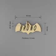 Custom Bat Gold-Tone Pet ID Tag - Image 5