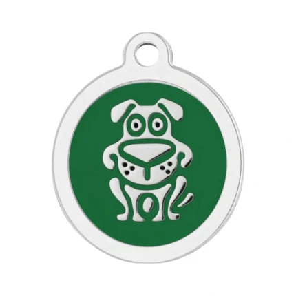Custom green round dog ID tag