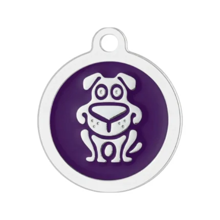 Custom purple round dog ID tag