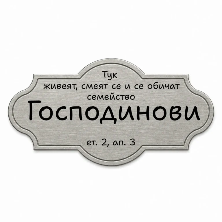 Гравирана сребриста метална табелка за врата и пощенска кутия Модел 17