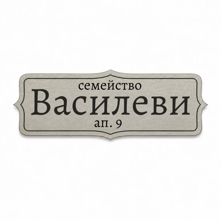 Гравирана сребриста метална табелка за врата и пощенска кутия Модел 23