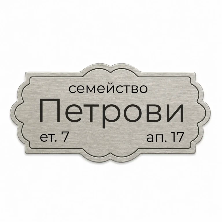 Сребриста гравирана табелка Модел 25 за врата и пощенска кутия
