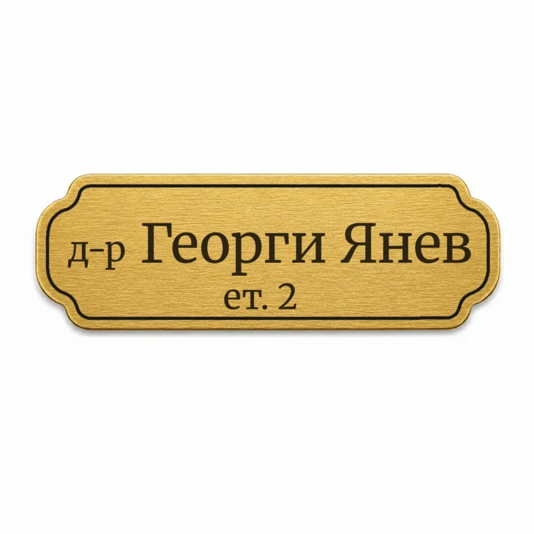Гравирана златиста метална табелка за врата и пощенска кутия с персонализиран надпис